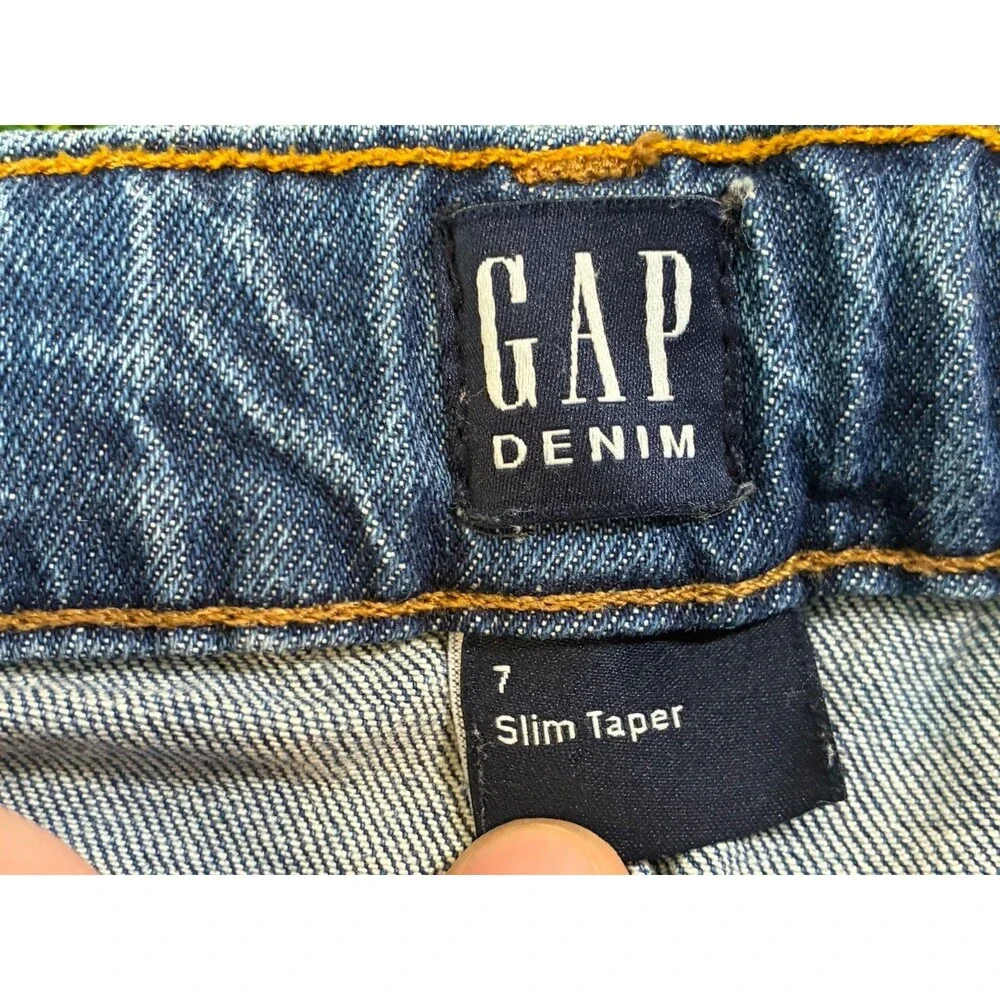 GAP Kids Slim Taper Jeans Boys Size 7 Medium Wash Adjustable Waist Denim